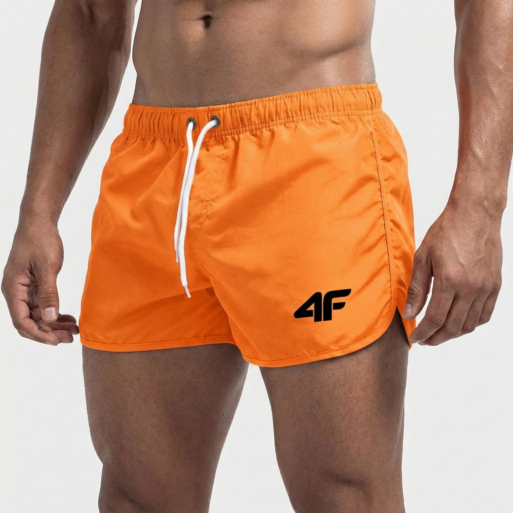 Men's quick-drying swim shorts short cut with side slits