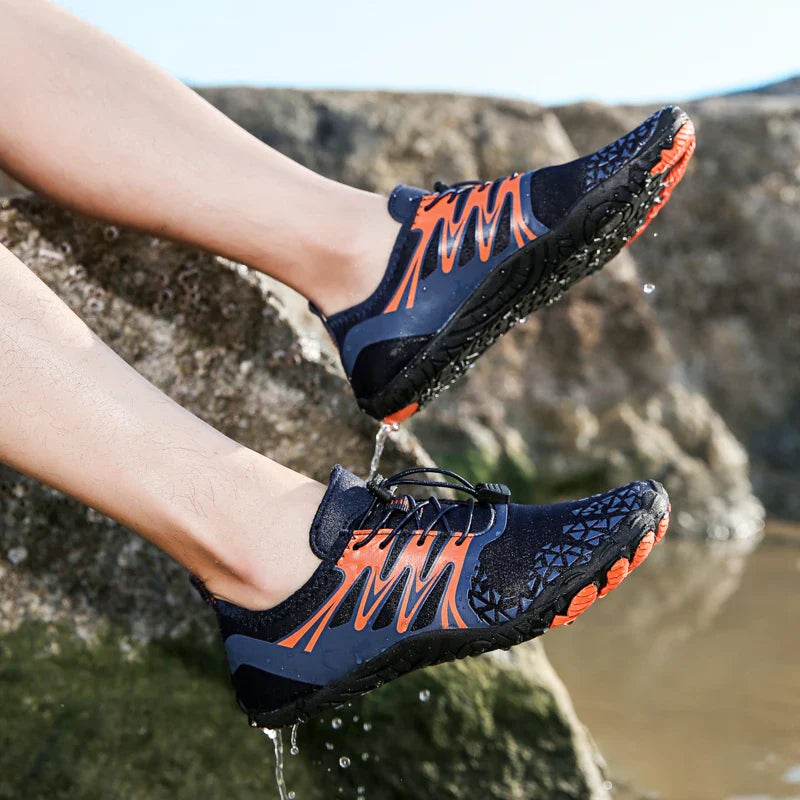 Quick-drying water shoes with barefoot sole for swimming and beach activities