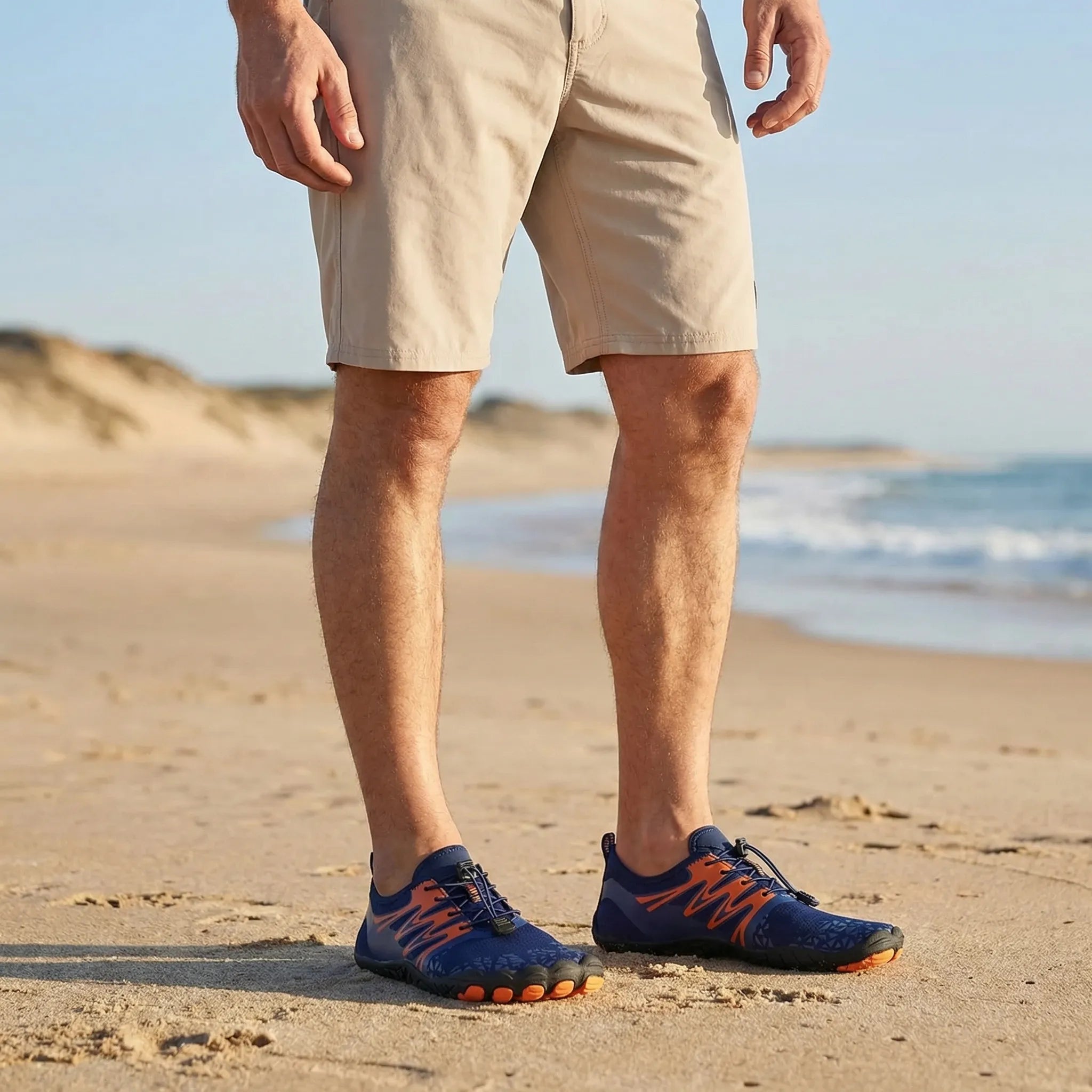 Quick-drying water shoes with barefoot sole for swimming and beach activities