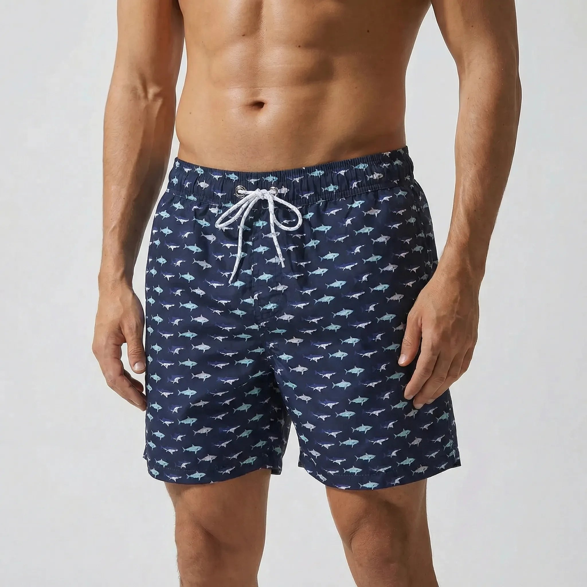 Men's swim trunks with quick-dry fabric and secure pockets