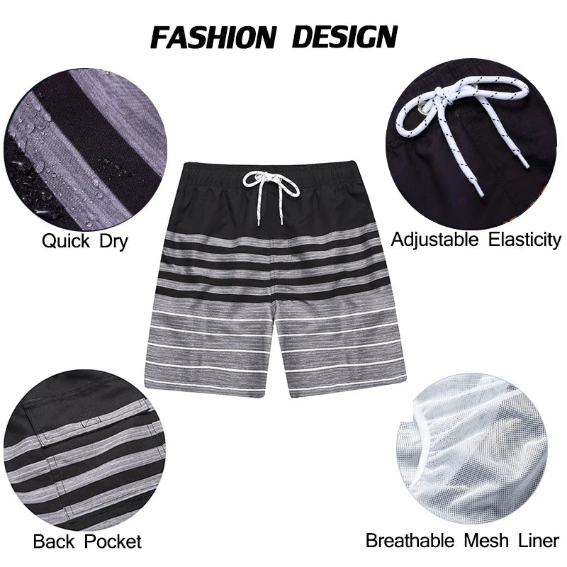 Men's swim trunks with quick-dry fabric and secure pockets