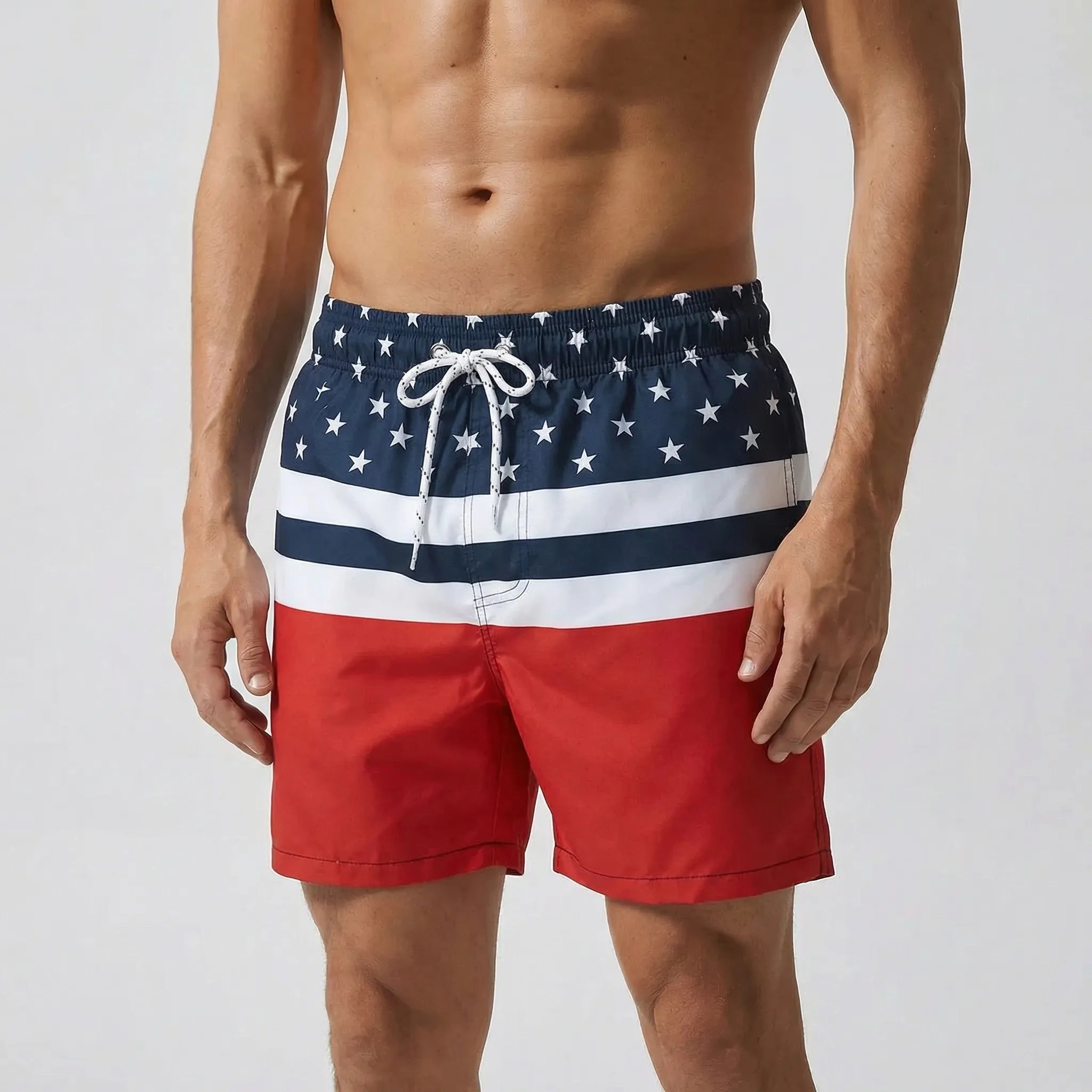 Men's swim trunks with quick-dry fabric and secure pockets