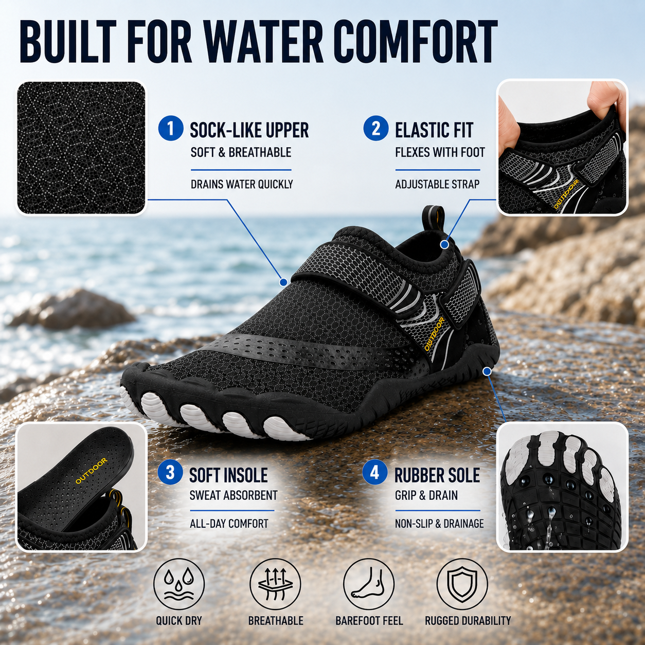 Celrien | Tidewade Five-Toe Quick-Dry Aqua Shoe