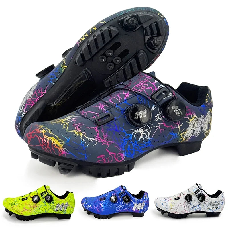 SPD cleat mountain bike cycling shoe with dual dial closure and lugged outsole