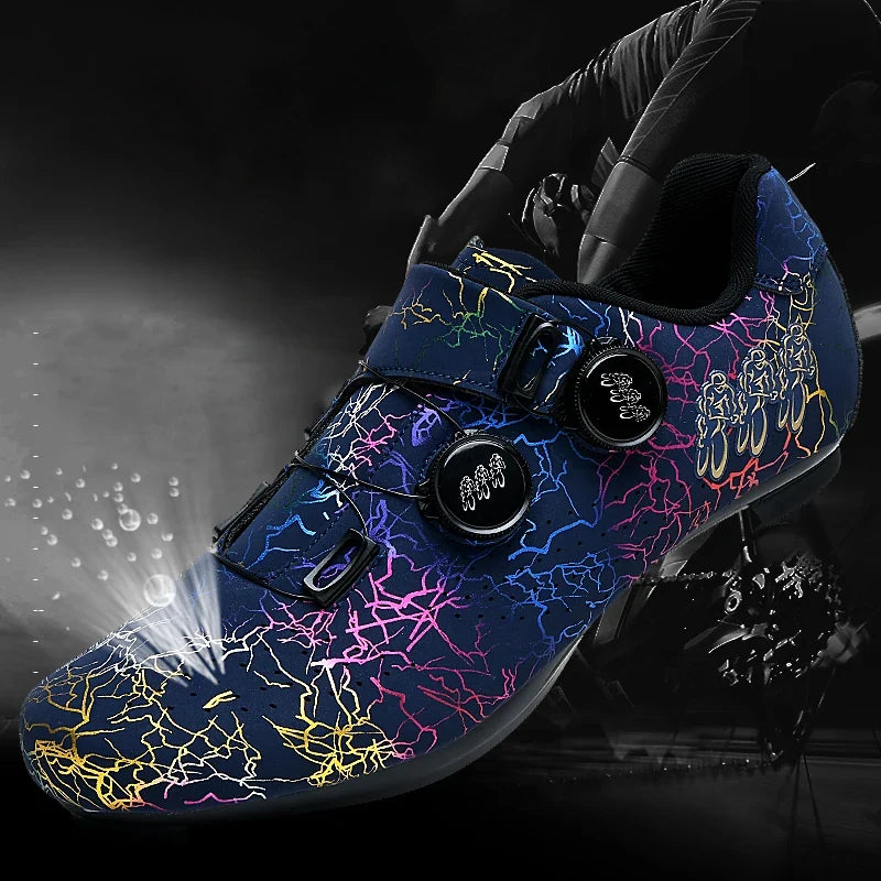 SPD cleat mountain bike cycling shoe with dual dial closure and lugged outsole