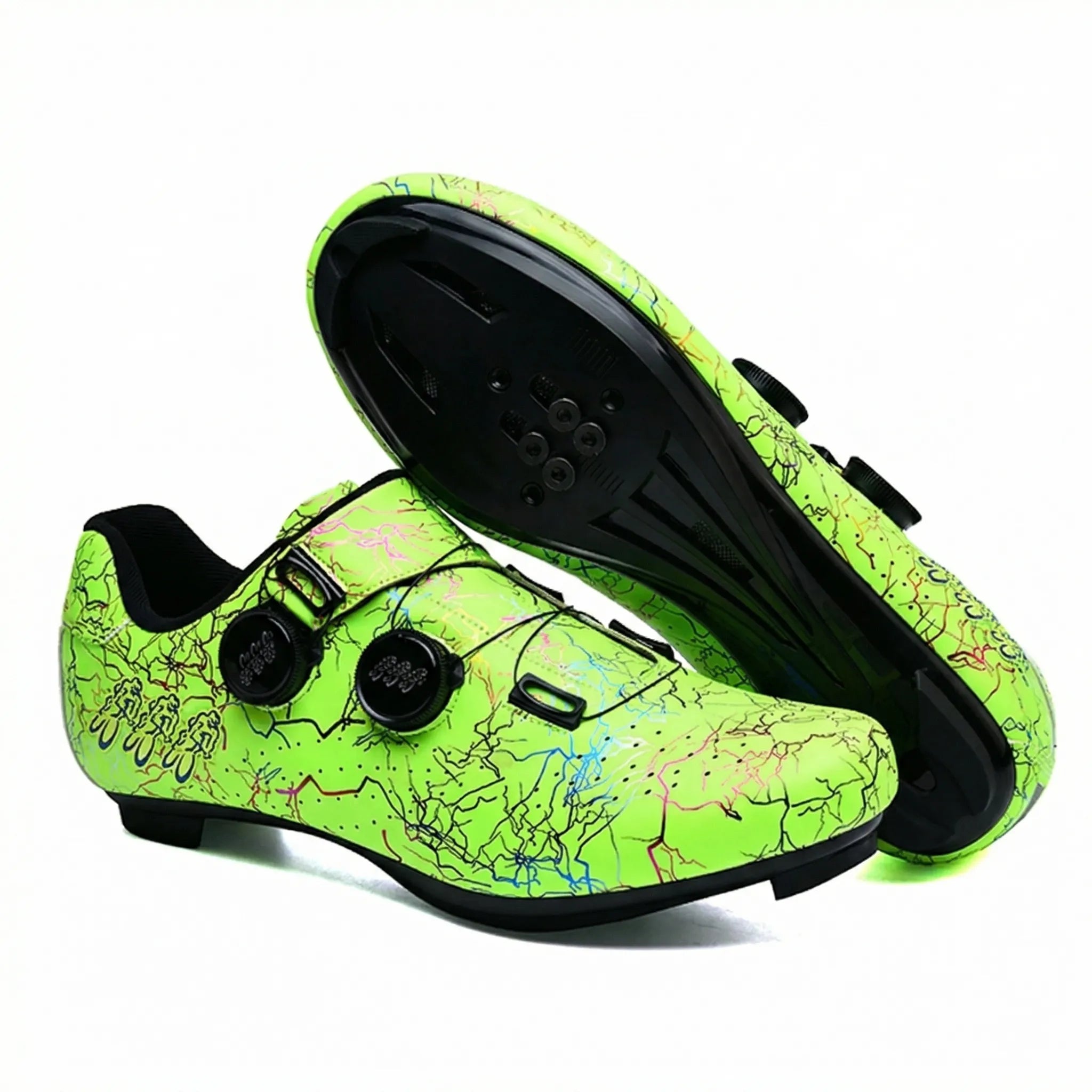SPD cleat mountain bike cycling shoe with dual dial closure and lugged outsole
