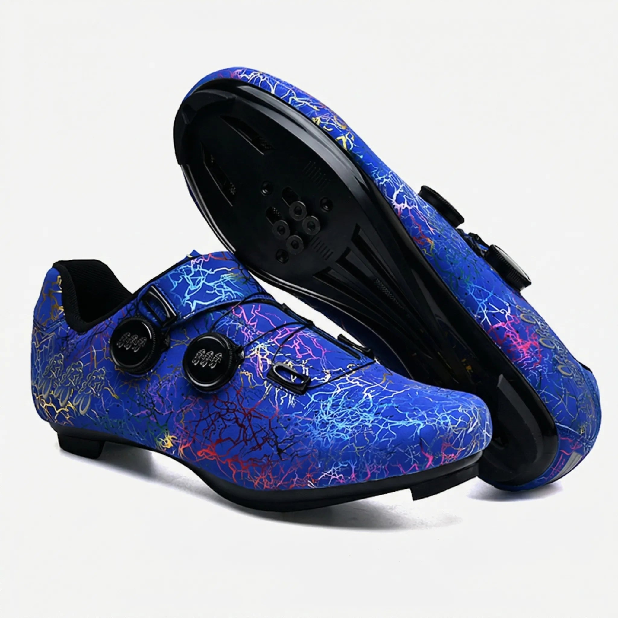 SPD cleat mountain bike cycling shoe with dual dial closure and lugged outsole