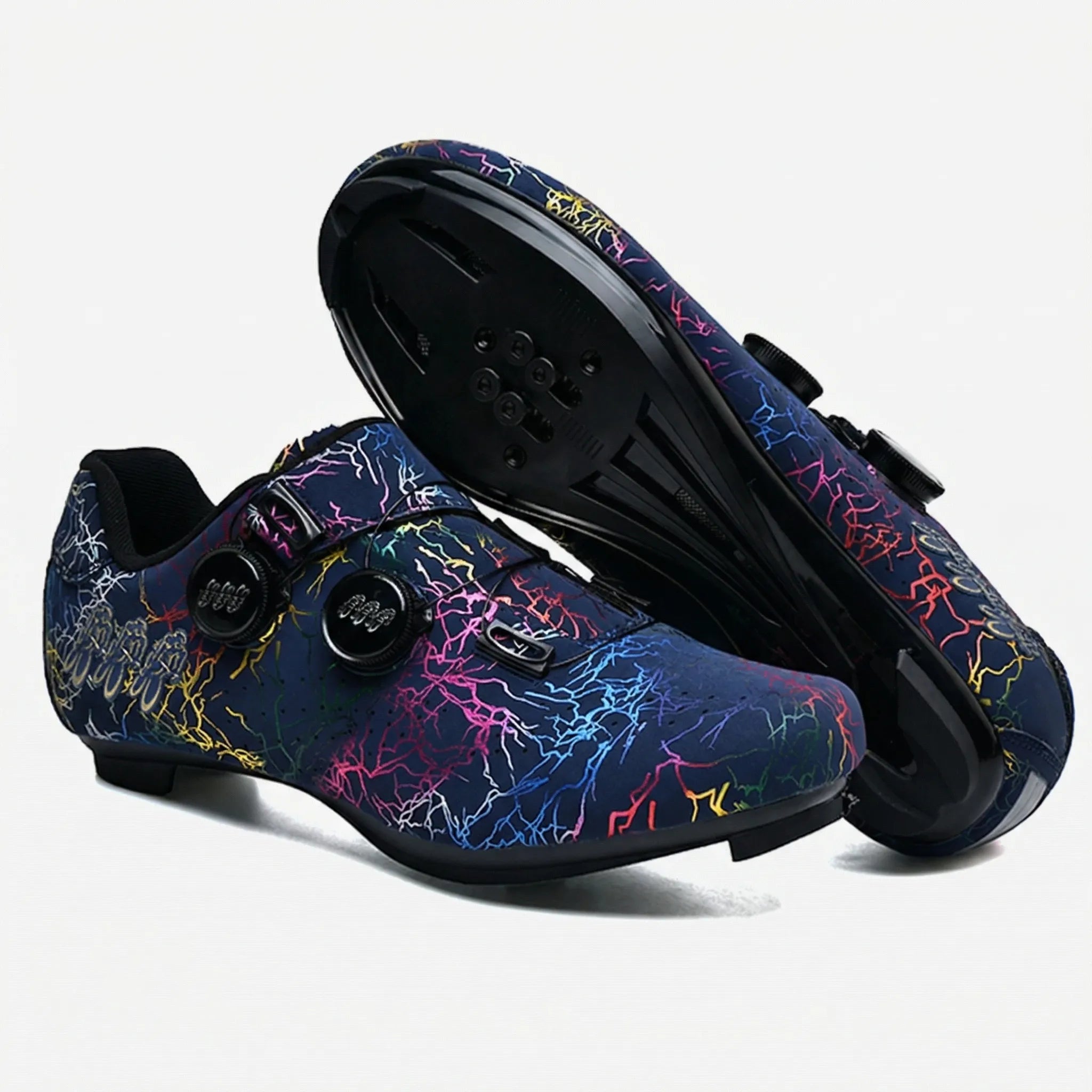 SPD cleat mountain bike cycling shoe with dual dial closure and lugged outsole