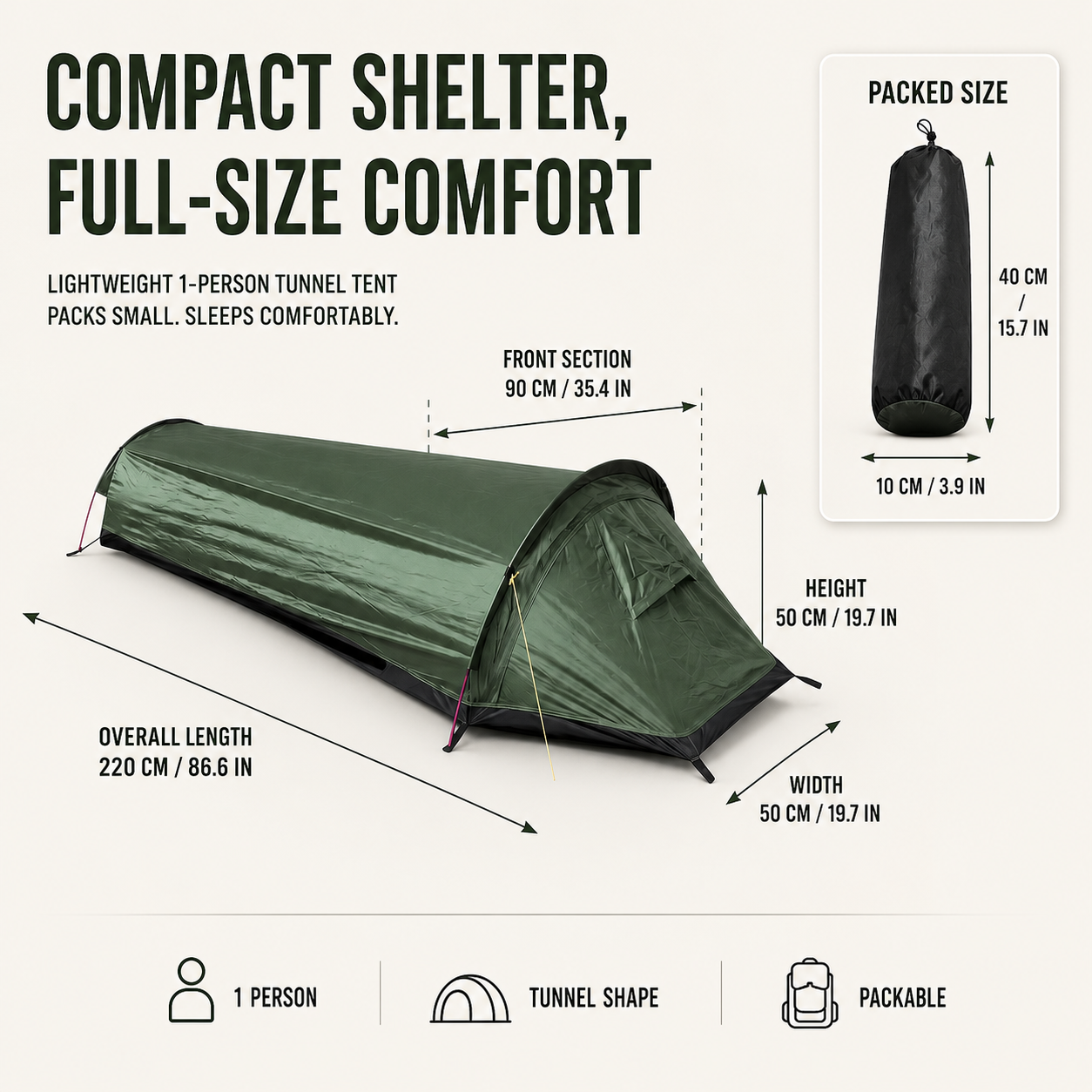 Celrien | TrailLumen Single Person Tunnel Tent