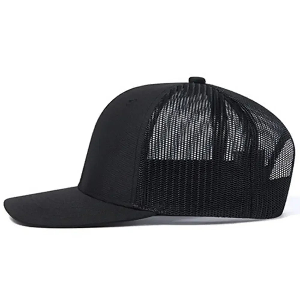 Unisex trucker cap with curved brim and breathable mesh back panel