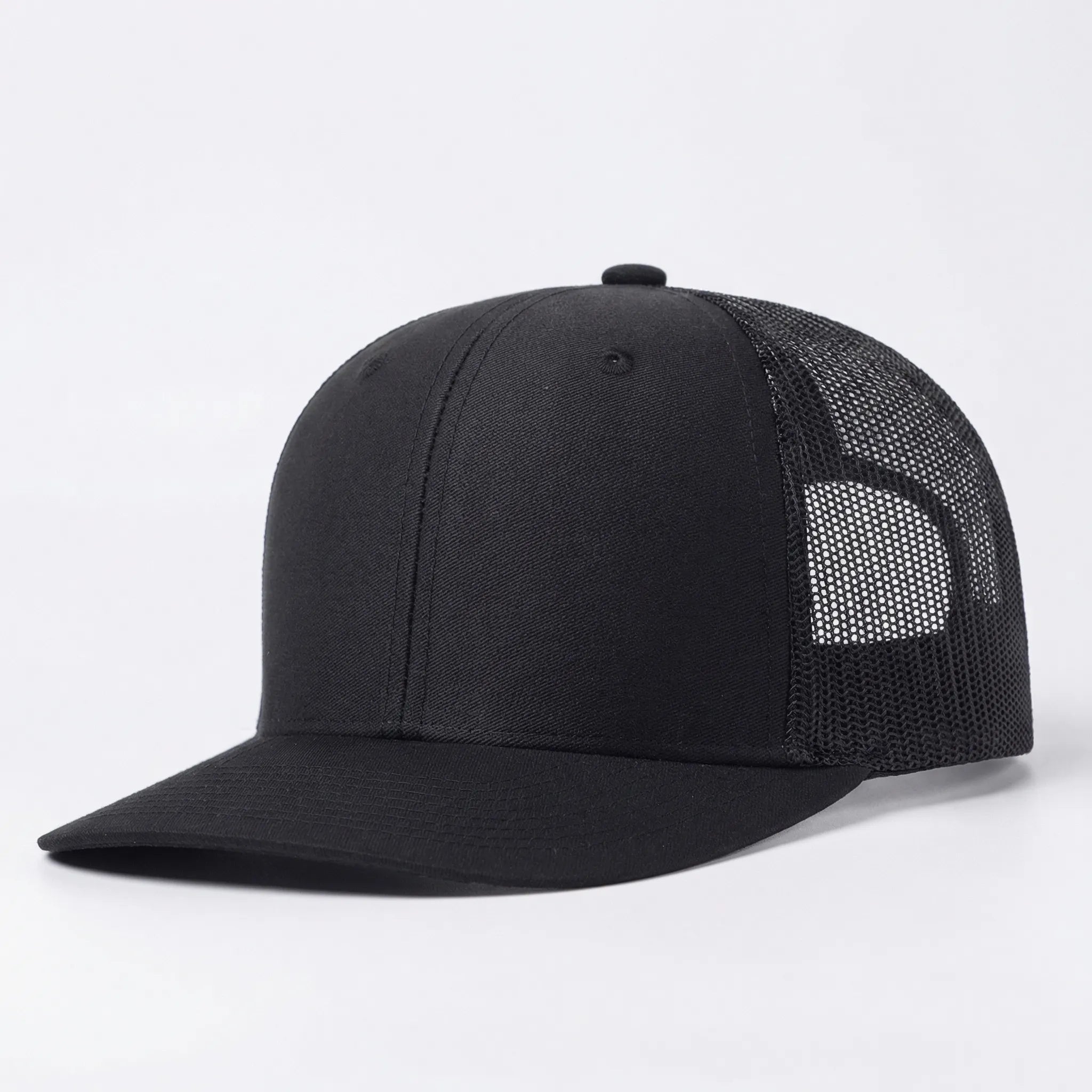 Unisex trucker cap with curved brim and breathable mesh back panel