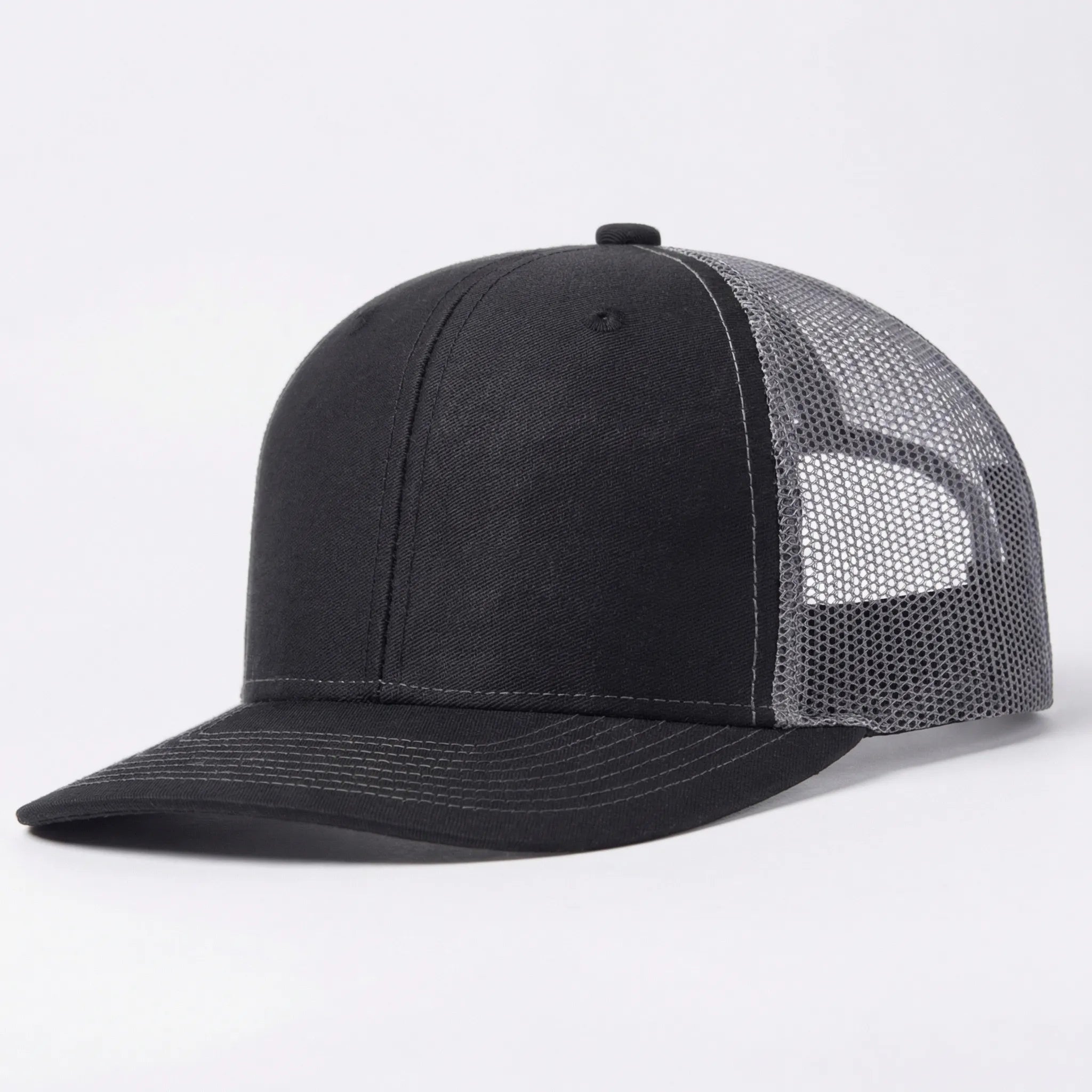 Unisex trucker cap with curved brim and breathable mesh back panel