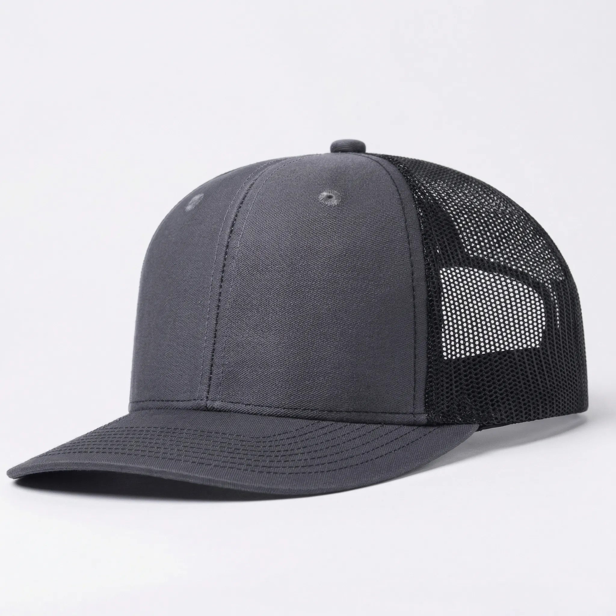Unisex trucker cap with curved brim and breathable mesh back panel