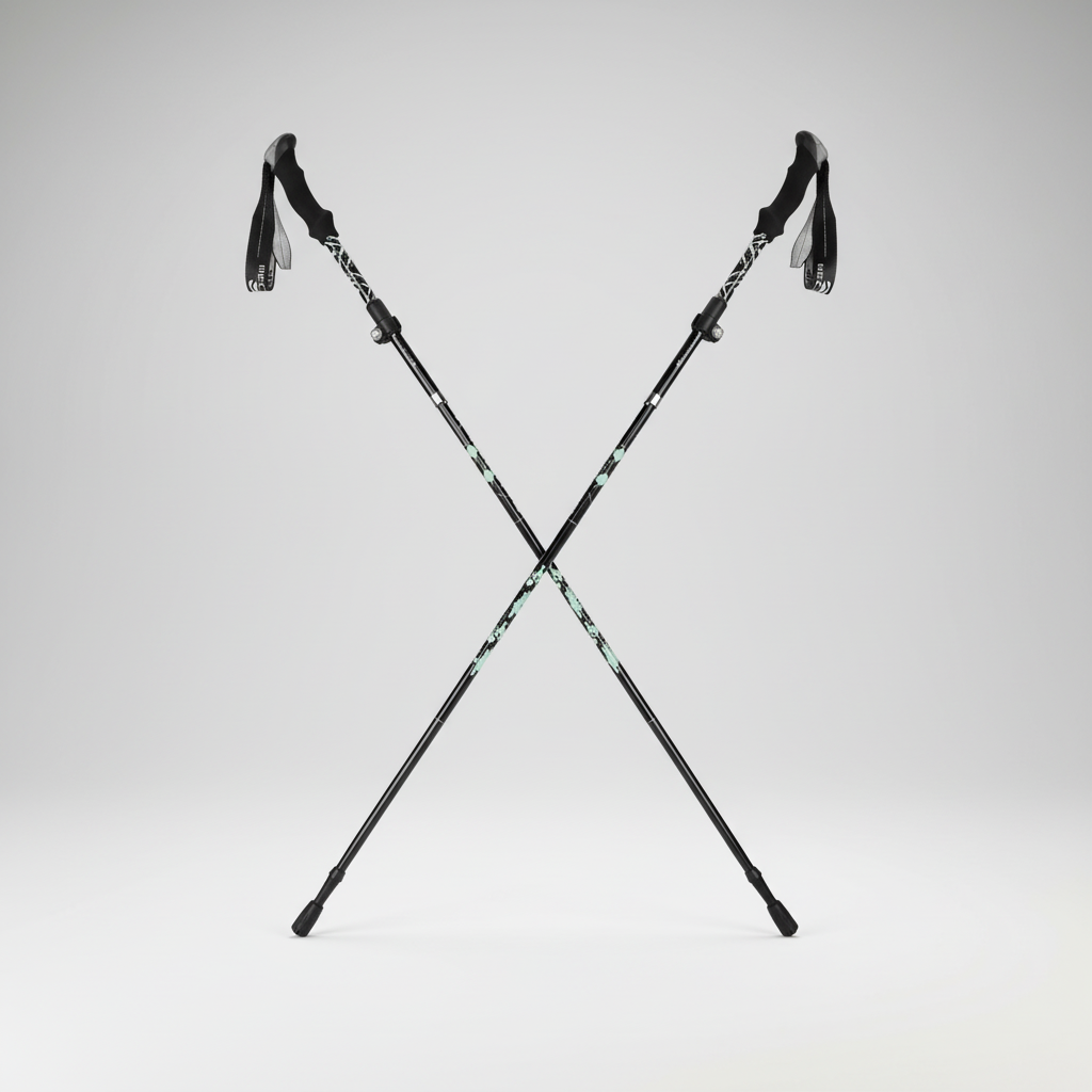 Ultralight foldable trekking poles with compact telescopic design