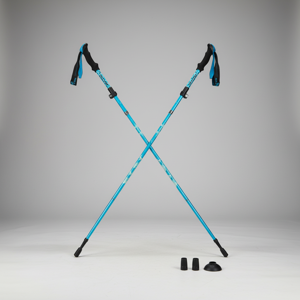 Ultralight foldable trekking poles with compact telescopic design