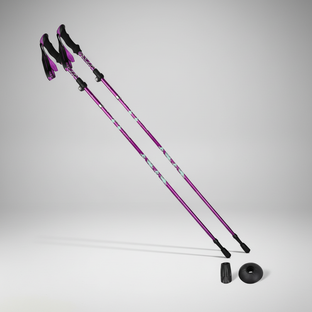 Ultralight foldable trekking poles with compact telescopic design