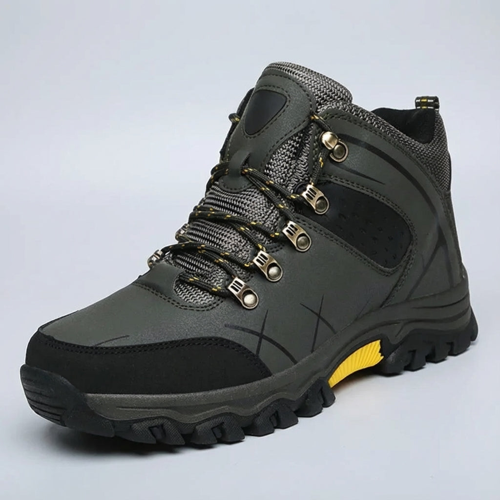 Men's waterproof winter snow boots with ankle support and warm plush lining