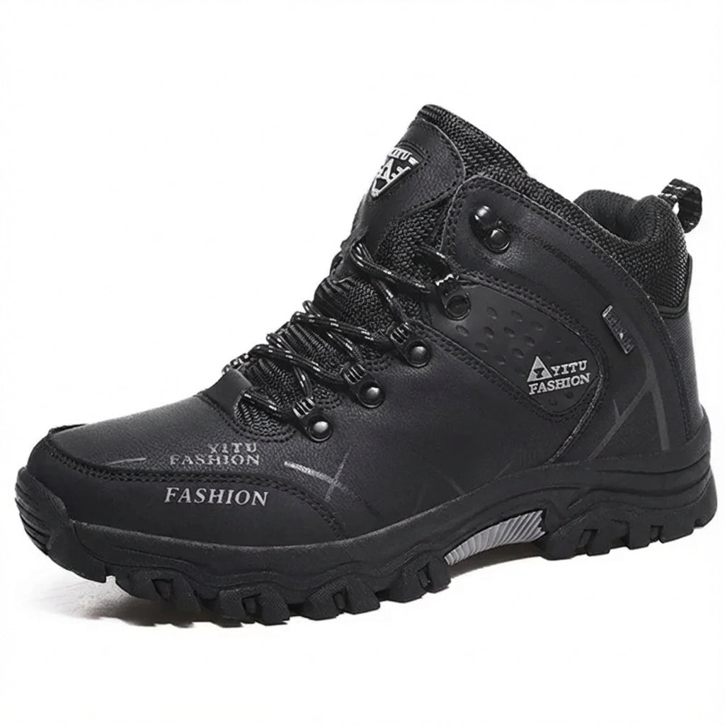 Men's waterproof winter snow boots with ankle support and warm plush lining