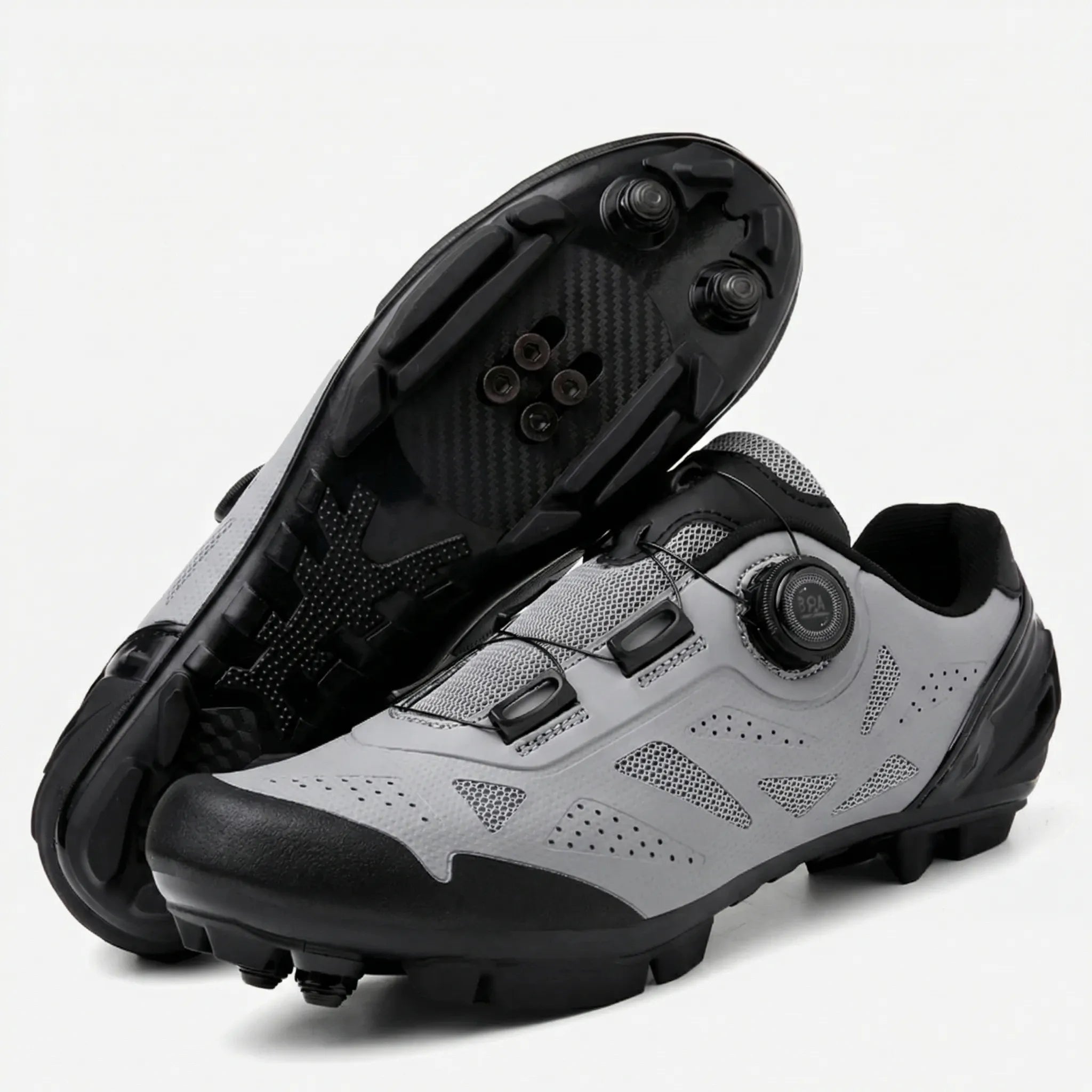 MTB cycling shoes with rotary dial closure and SPD cleat compatibility