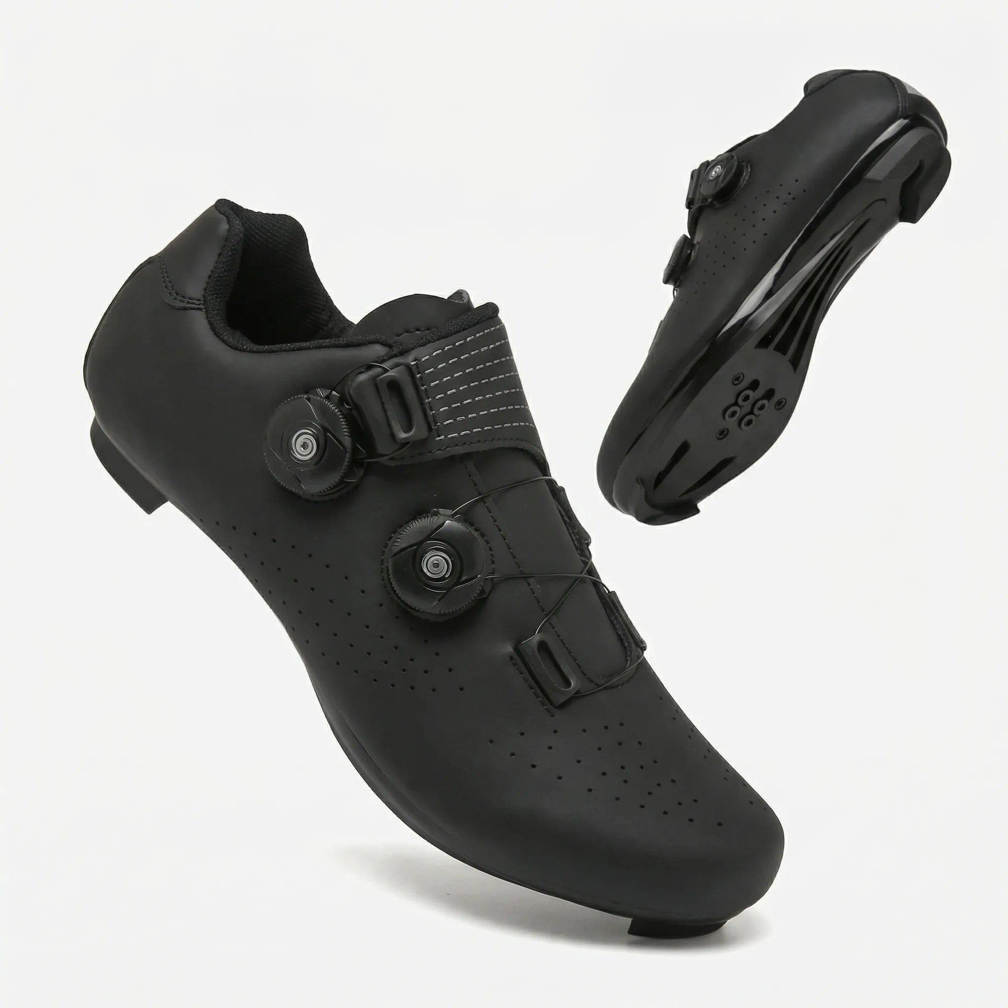 Men's SPD-compatible cycling shoe with dual rotary dials and ventilated upper