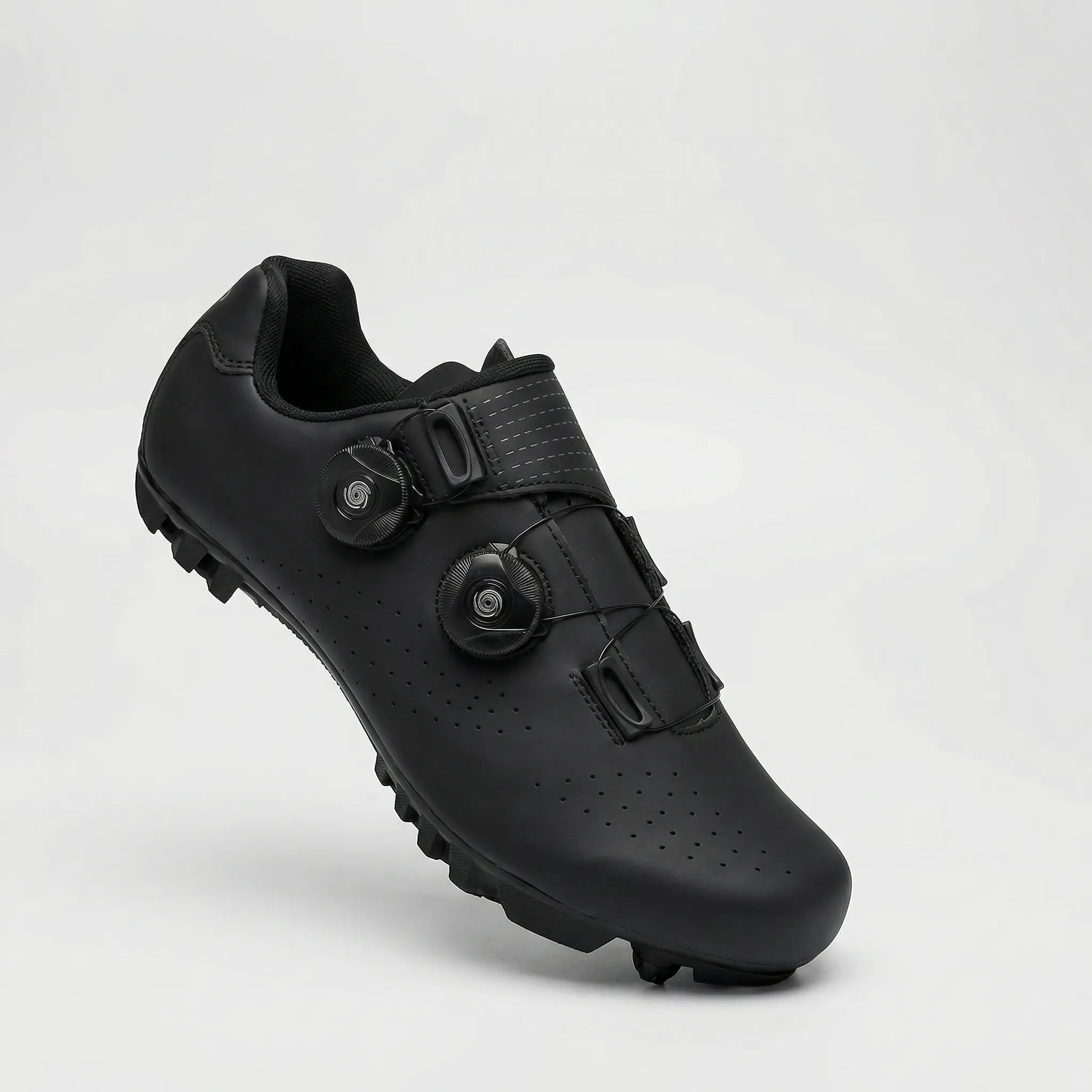 Men's SPD-compatible cycling shoe with dual rotary dials and ventilated upper