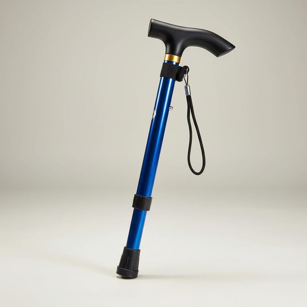 Five section folding trekking pole with aluminum construction and straight grip