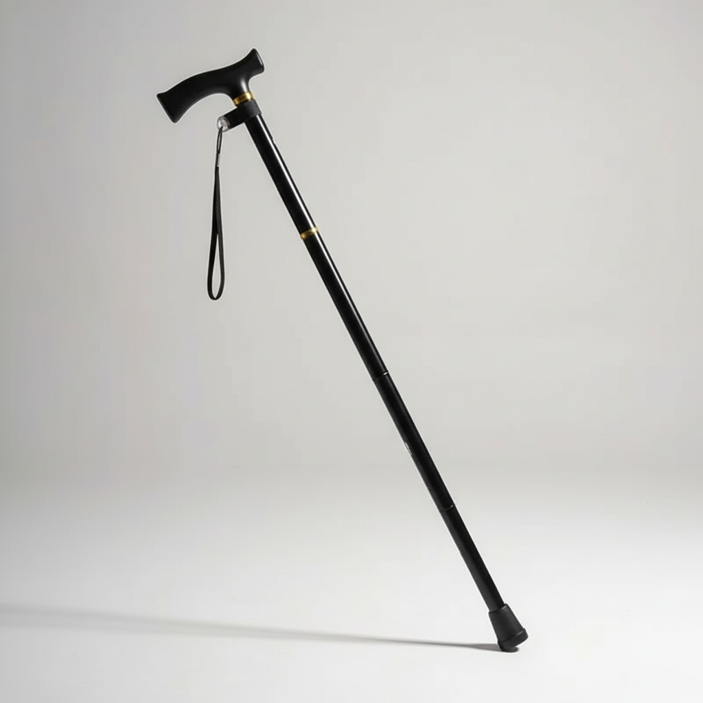 Five section folding trekking pole with aluminum construction and straight grip