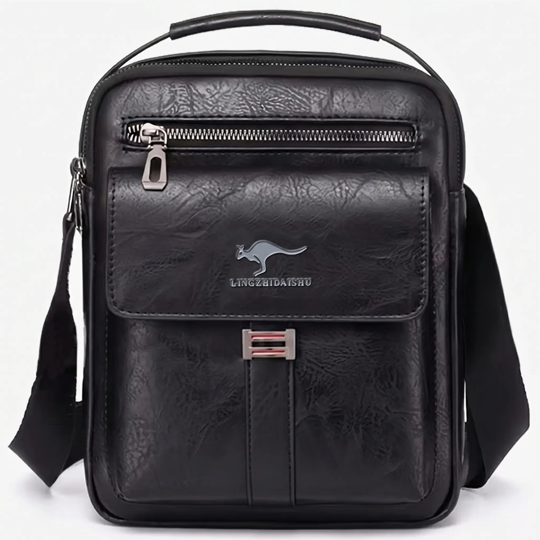 Compact men's crossbody bag with zip and multiple compartments
