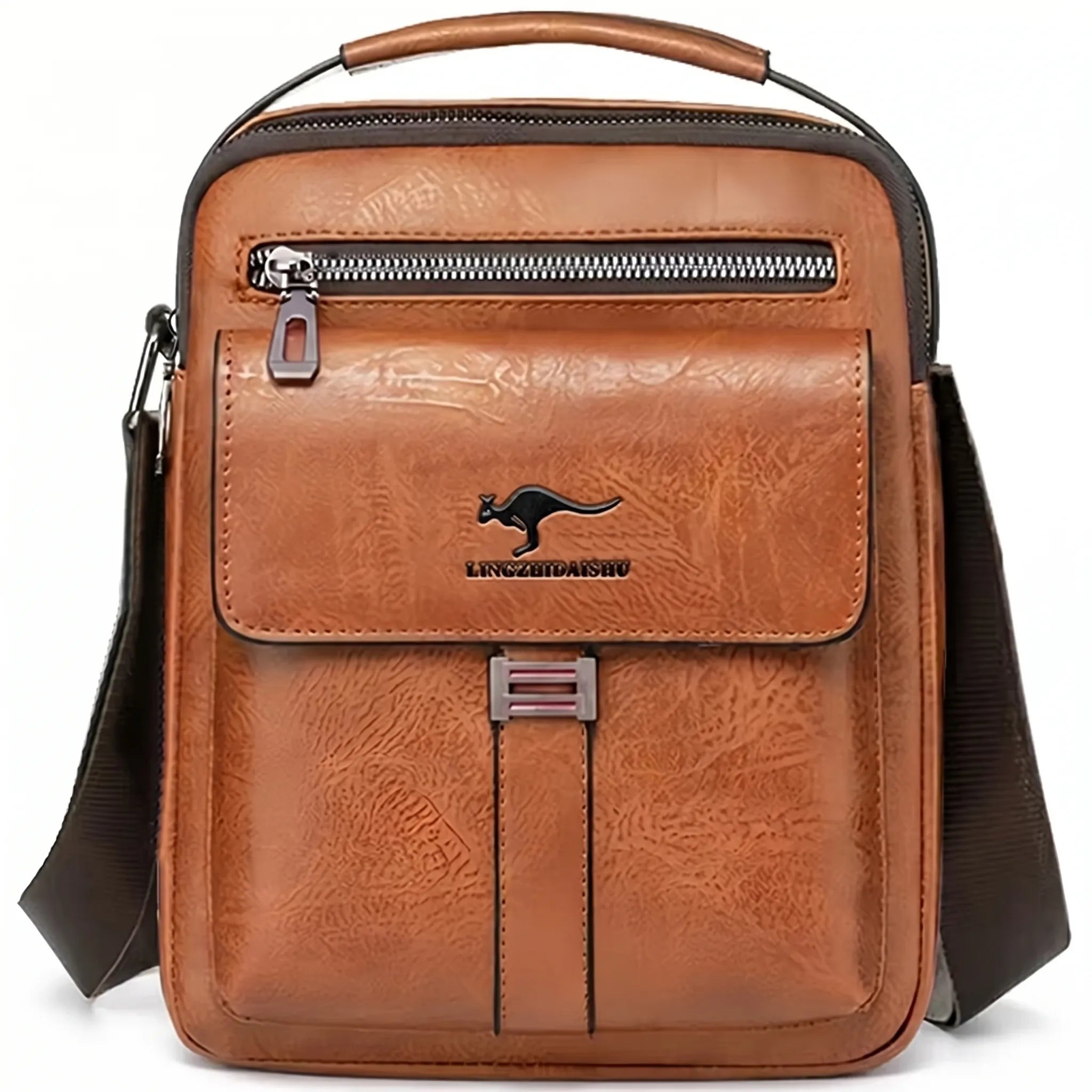 Compact men's crossbody bag with zip and multiple compartments