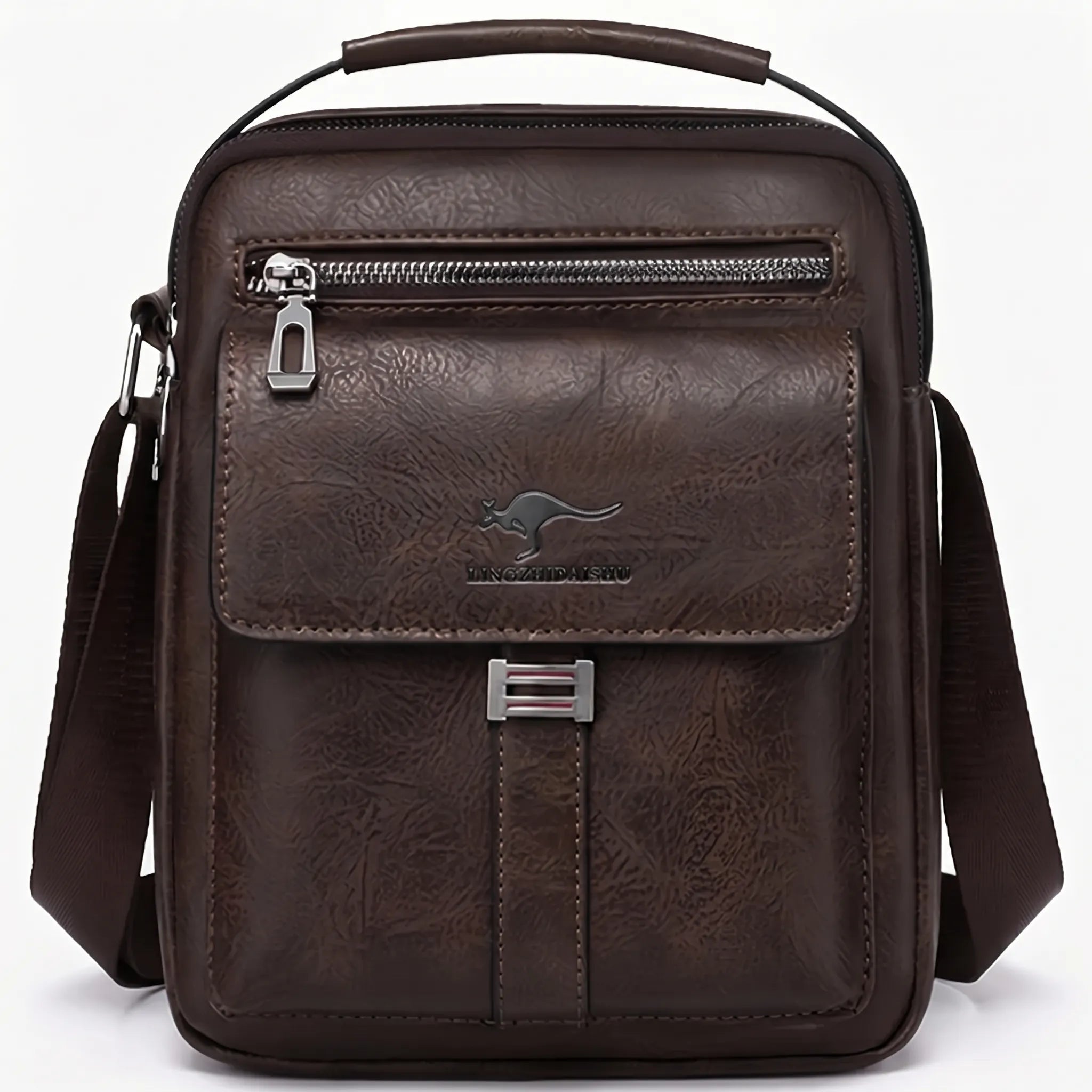 Compact men's crossbody bag with zip and multiple compartments