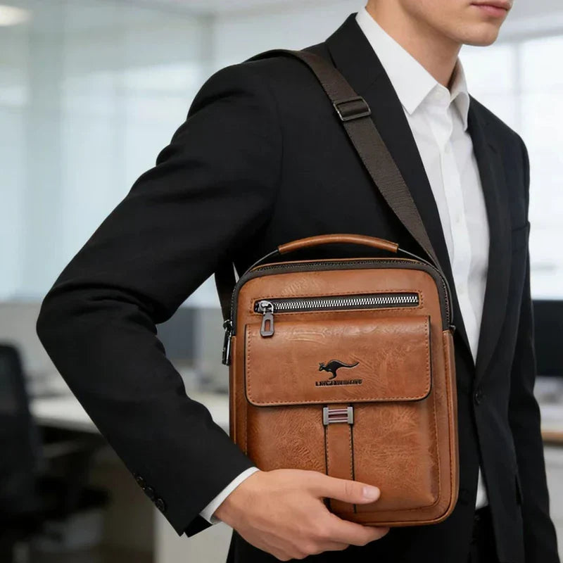 Compact men's crossbody bag with zip and multiple compartments
