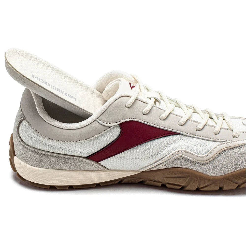 Wide-fit trail walking shoes with non-slip sole and retro styling