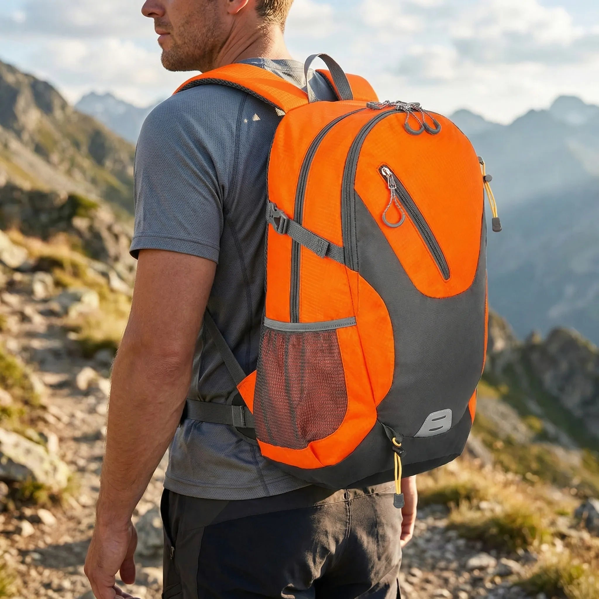 40-liter water-resistant hiking backpack with padded shoulder straps