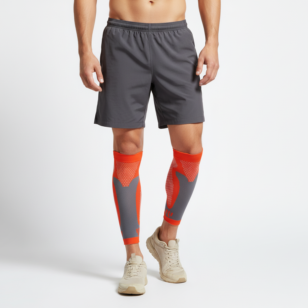 Compression calf sleeves with graduated support and breathable fabric