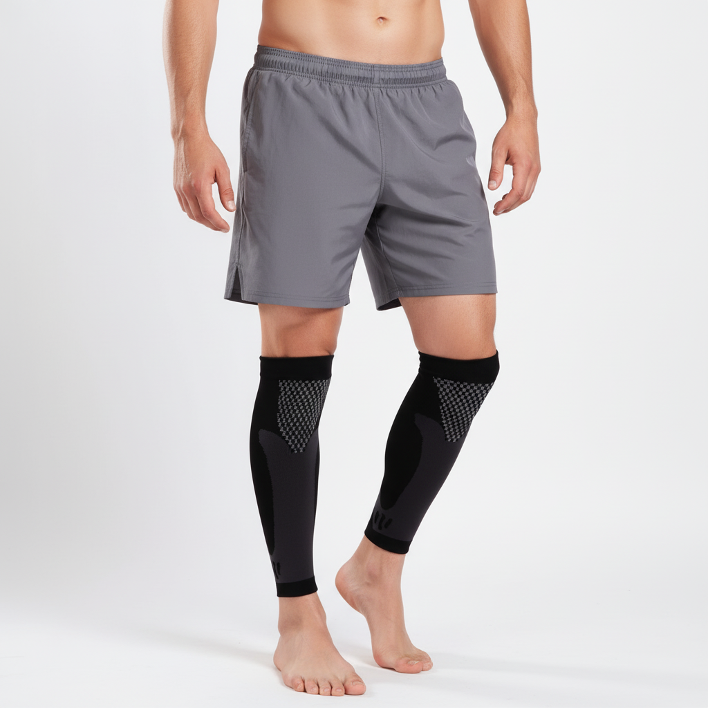 Compression calf sleeves with graduated support and breathable fabric