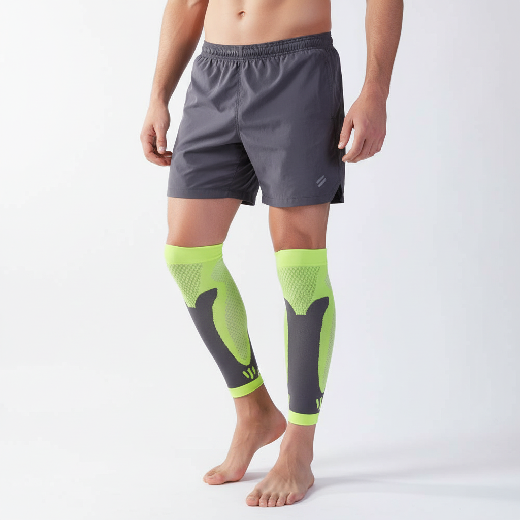 Compression calf sleeves with graduated support and breathable fabric