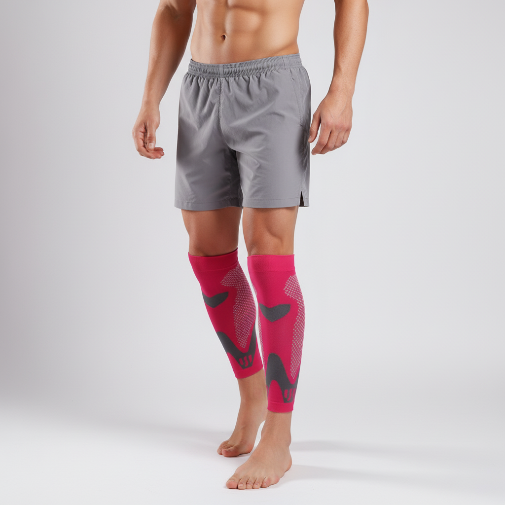 Compression calf sleeves with graduated support and breathable fabric