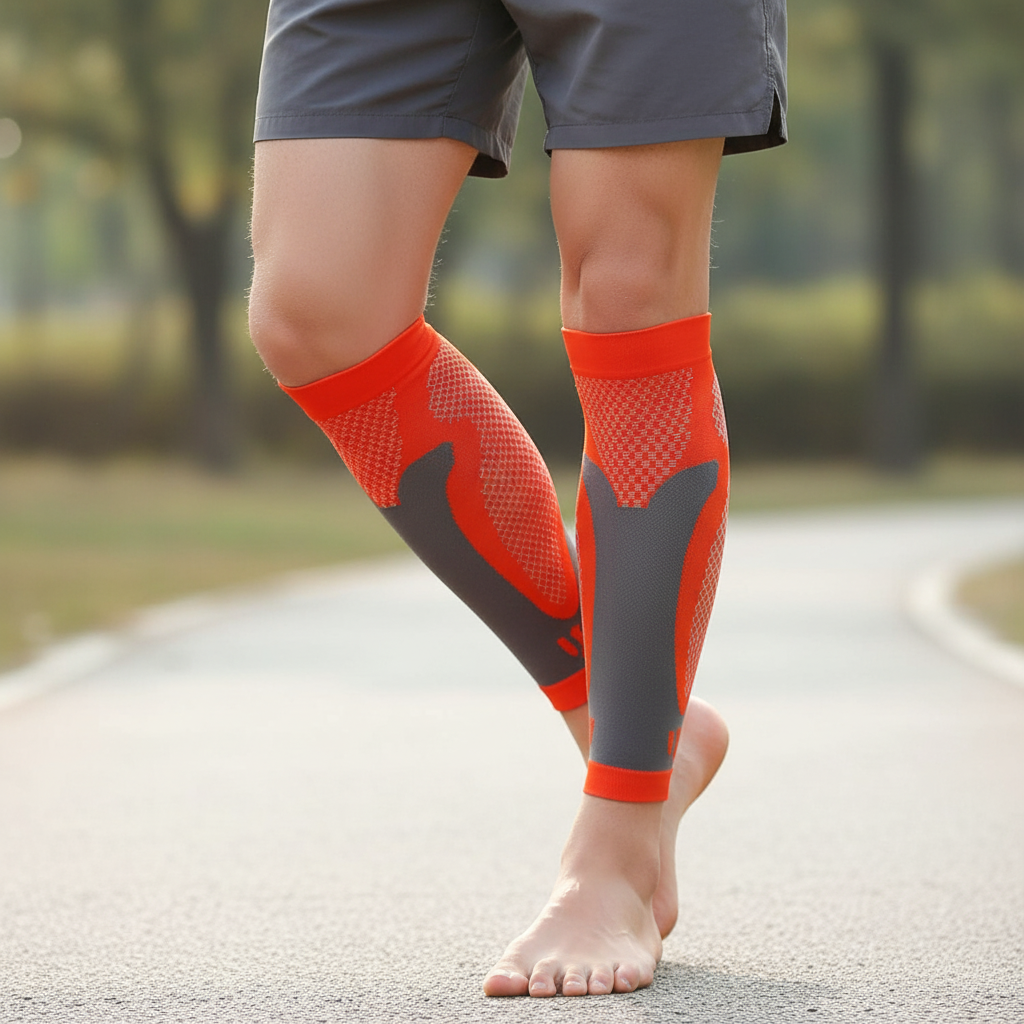 Compression calf sleeves with graduated support and breathable fabric