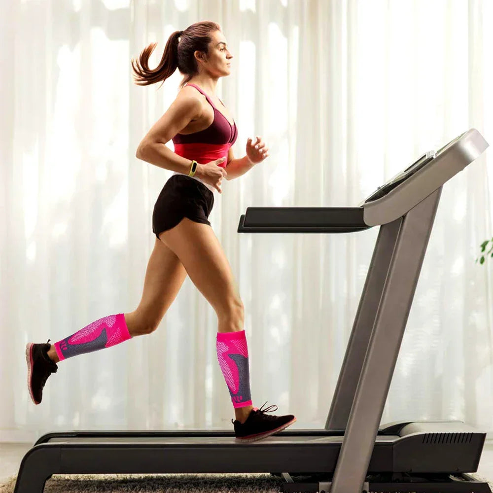 Compression calf sleeves with graduated support and breathable fabric
