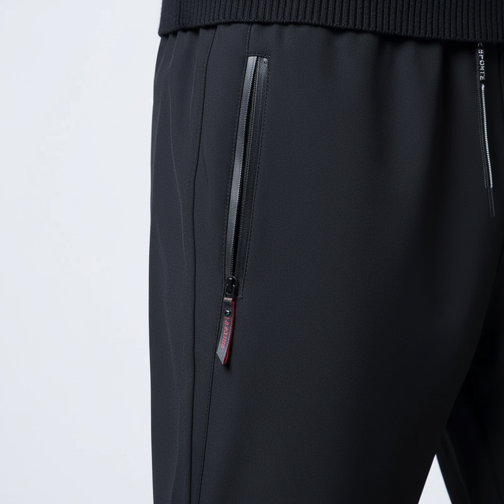 Men's slim straight jogger pants with elastic waistband and zip pockets