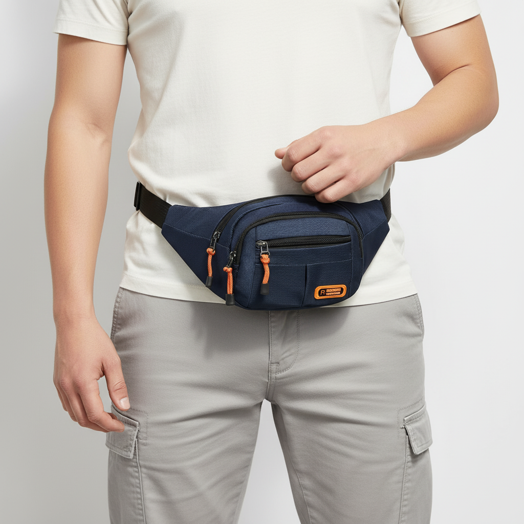 Water resistant shoulder bag waist pack with multiple compartments