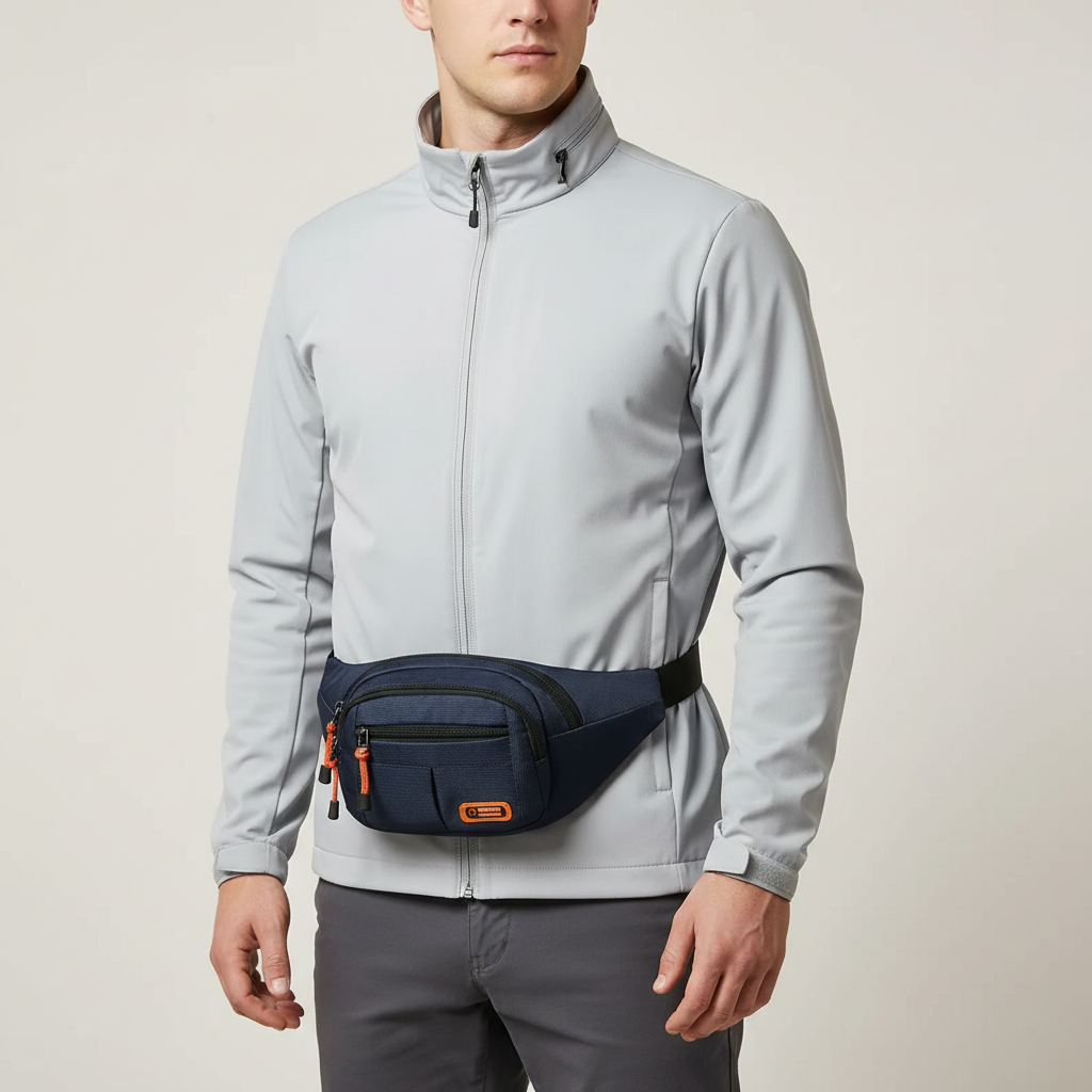 Water resistant shoulder bag waist pack with multiple compartments