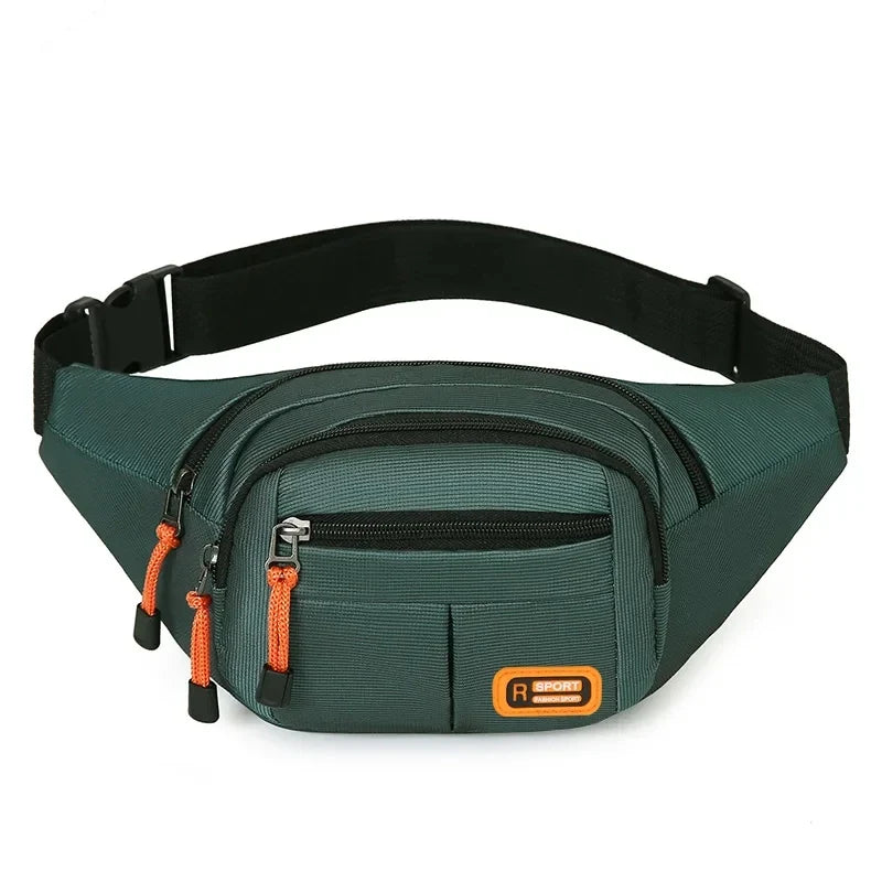 Water resistant shoulder bag waist pack with multiple compartments