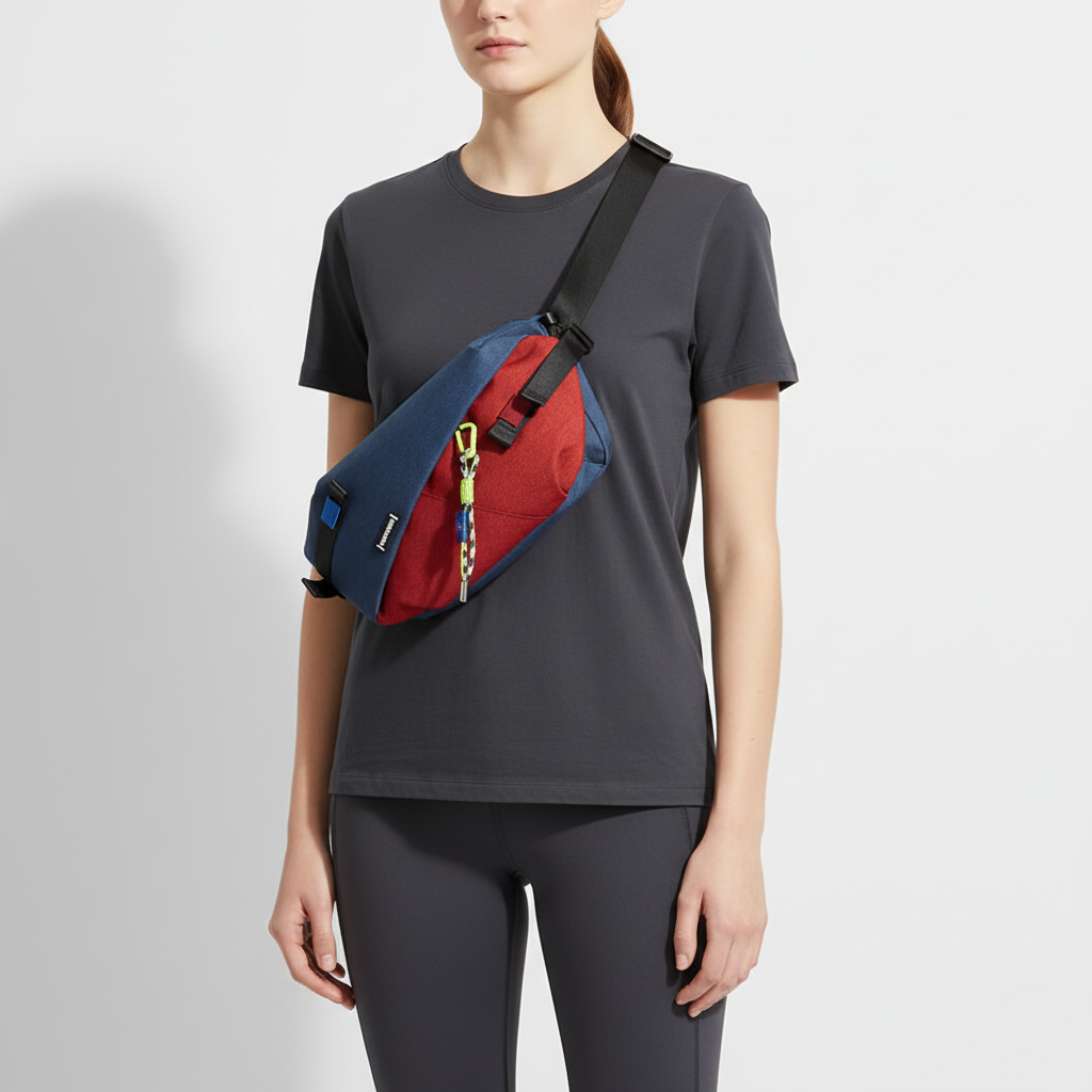 Unisex nylon crossbody bag with adjustable strap and organized compartments