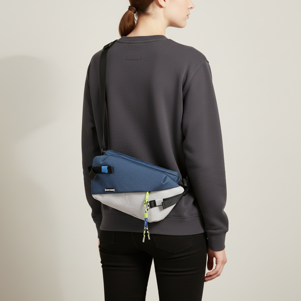 Unisex nylon crossbody bag with adjustable strap and organized compartments