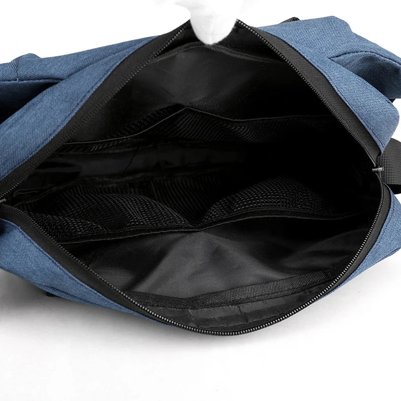 Unisex nylon crossbody bag with adjustable strap and organized compartments