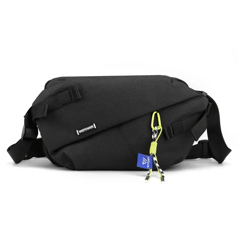 Unisex nylon crossbody bag with adjustable strap and organized compartments