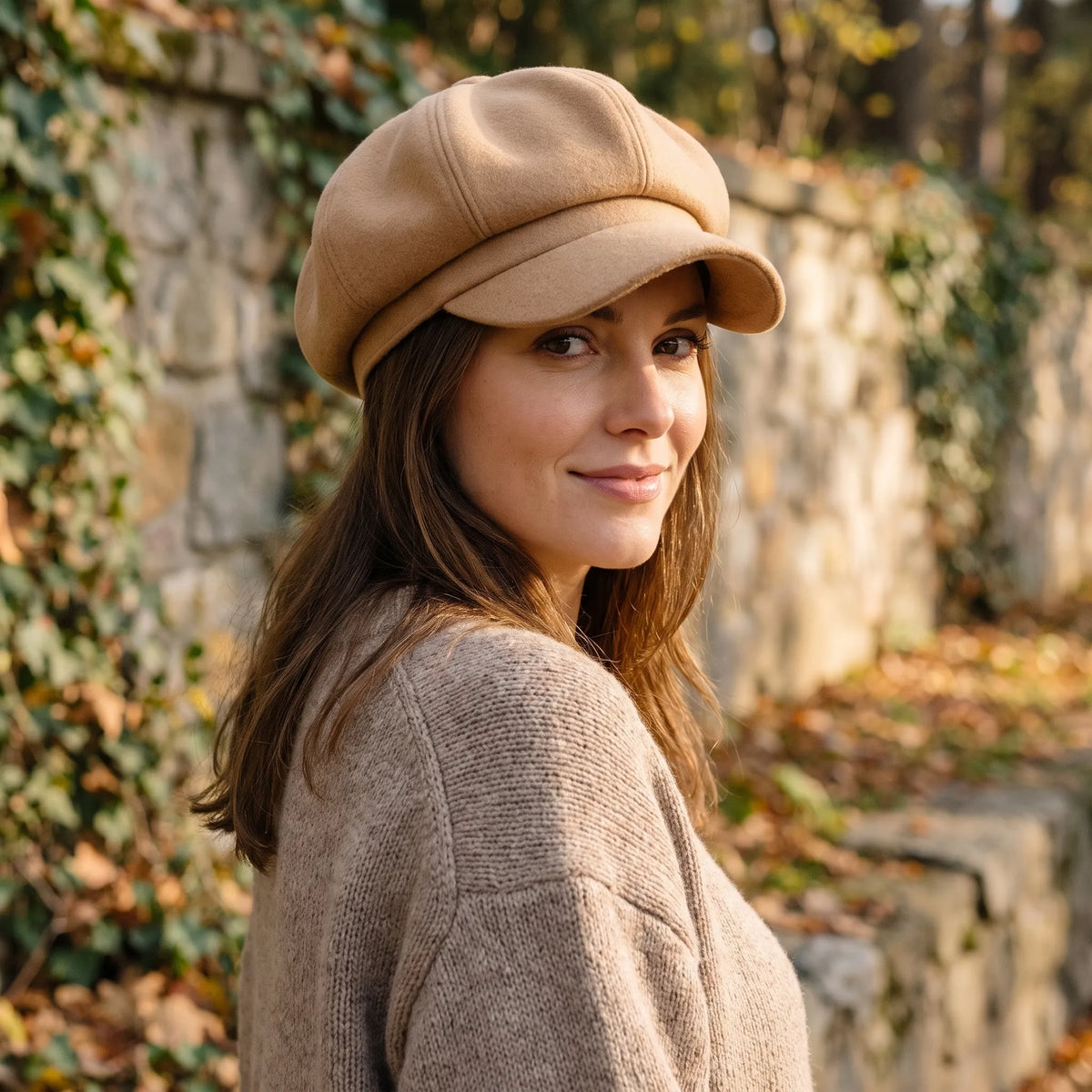 Classic beret with visor and dense woven material for cool weather