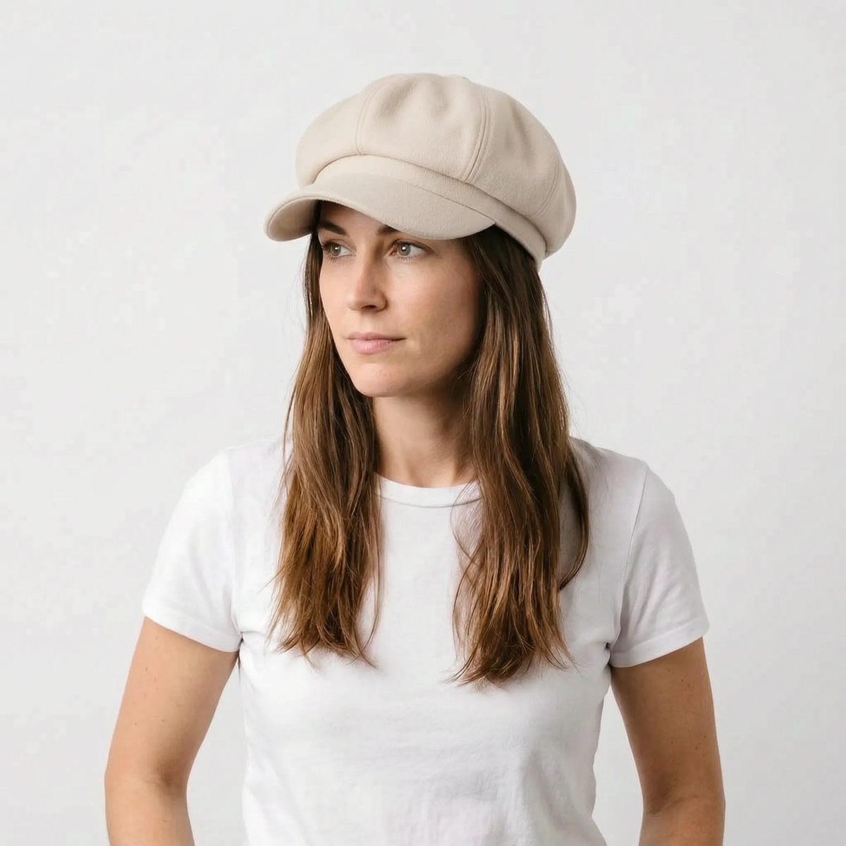 Classic beret with visor and dense woven material for cool weather