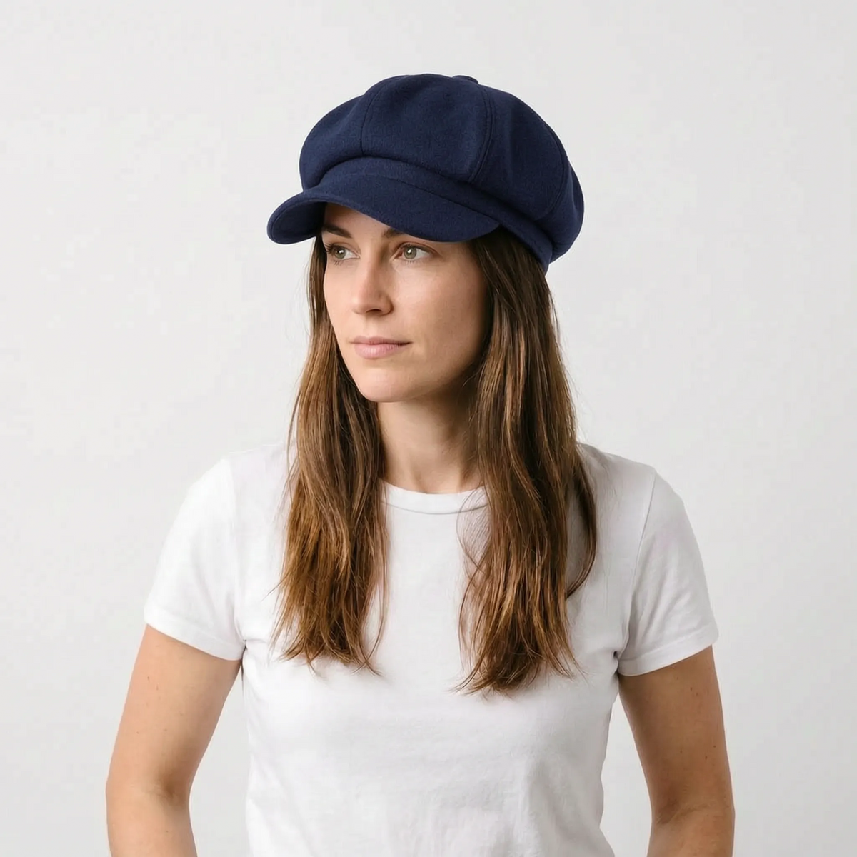 Classic beret with visor and dense woven material for cool weather
